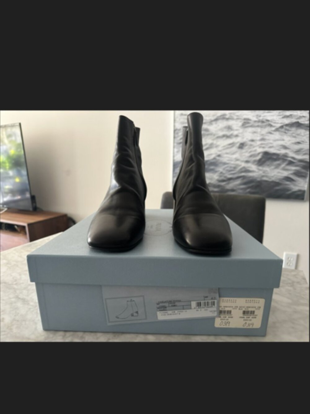 PRADA CAZLATURE DONNA BLACK LEATHER BOOTIES SZ 40.5 / 10.5 US